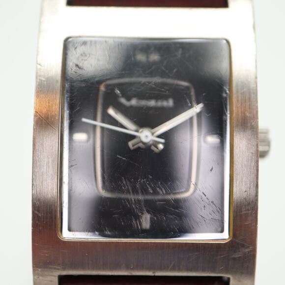 Vestal Electro Women's Tank Watch 24mm Rectangle Black Dial Brown Leather Strap - Picture 5 of 16